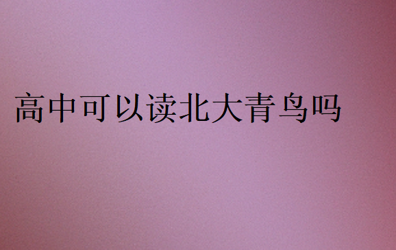 高中可以讀北大青鳥嗎